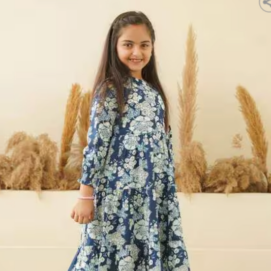 Kids Floral Print Fit & Flare Dress